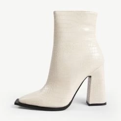 RAID Delphi Ankle Boot In Cream Croc -Chic Shoes Shop delphi camel 1