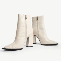 RAID Delphi Ankle Boot In Cream Croc -Chic Shoes Shop delphi camel 5