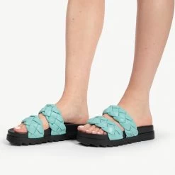 RAID Finch Chunky Slider In Aqua -Chic Shoes Shop finch aquq blue 2