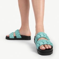 RAID Finch Chunky Slider In Aqua -Chic Shoes Shop finch aquq blue 4
