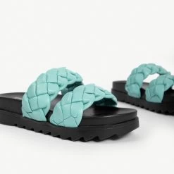 RAID Finch Chunky Slider In Aqua -Chic Shoes Shop finch aquq blue 6