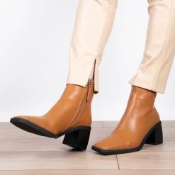 RAID Floriana Block Heeled Ankle Boot In Tan -Chic Shoes Shop floriana tan 2