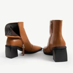 RAID Floriana Block Heeled Ankle Boot In Tan -Chic Shoes Shop floriana tan 6