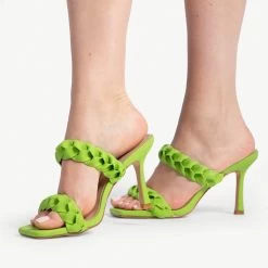 RAID Gemma Heeled Mule In Apple Green -Chic Shoes Shop gemma apple green 3
