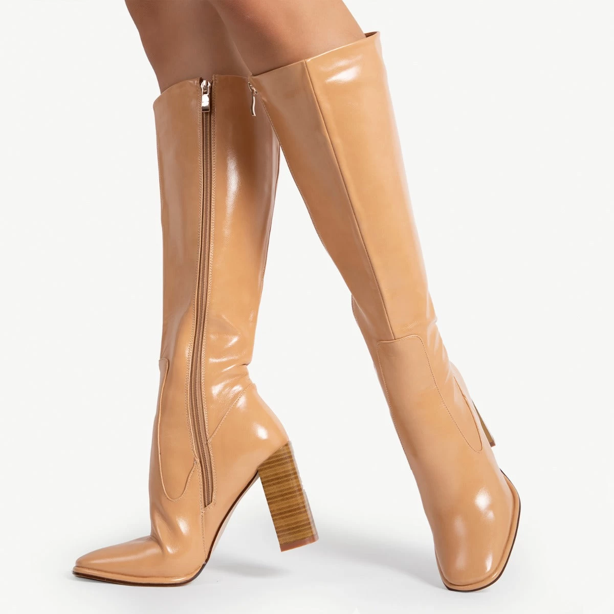 RAID Ivonne Block Heeled Boot In Beige 4 RAID Ivonne Block Heeled Boot In Beige - Image 2