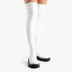 RAID Jade Over The Knee Boot In White -Chic Shoes Shop jade off white 4