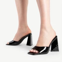 BEBO Kyrah Heeled Mule In Black -Chic Shoes Shop kyrah black 2 1