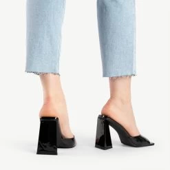 BEBO Kyrah Heeled Mule In Black -Chic Shoes Shop kyrah black 3 1