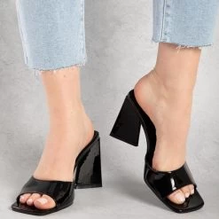 BEBO Kyrah Heeled Mule In Black -Chic Shoes Shop kyrah black 5 1