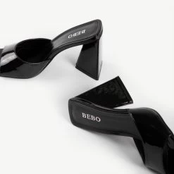 BEBO Kyrah Heeled Mule In Black -Chic Shoes Shop kyrah black 6 1