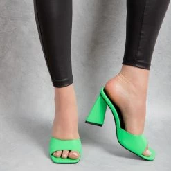 BEBO Kyrah Heeled Mule In Lime -Chic Shoes Shop kyrah green 3