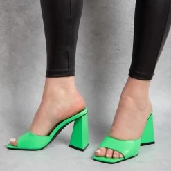 BEBO Kyrah Heeled Mule In Lime -Chic Shoes Shop kyrah green 4