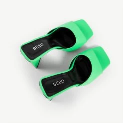 BEBO Kyrah Heeled Mule In Lime -Chic Shoes Shop kyrah green 5