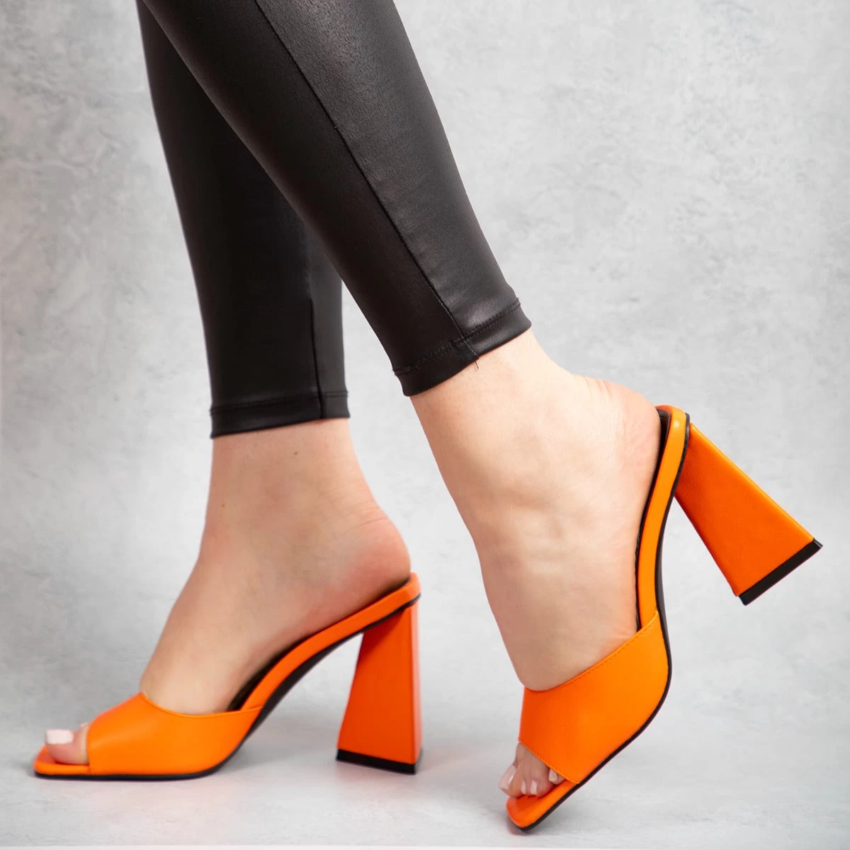 BEBO Kyrah Heeled Mule In Orange 7 BEBO Kyrah Heeled Mule In Orange - Image 5