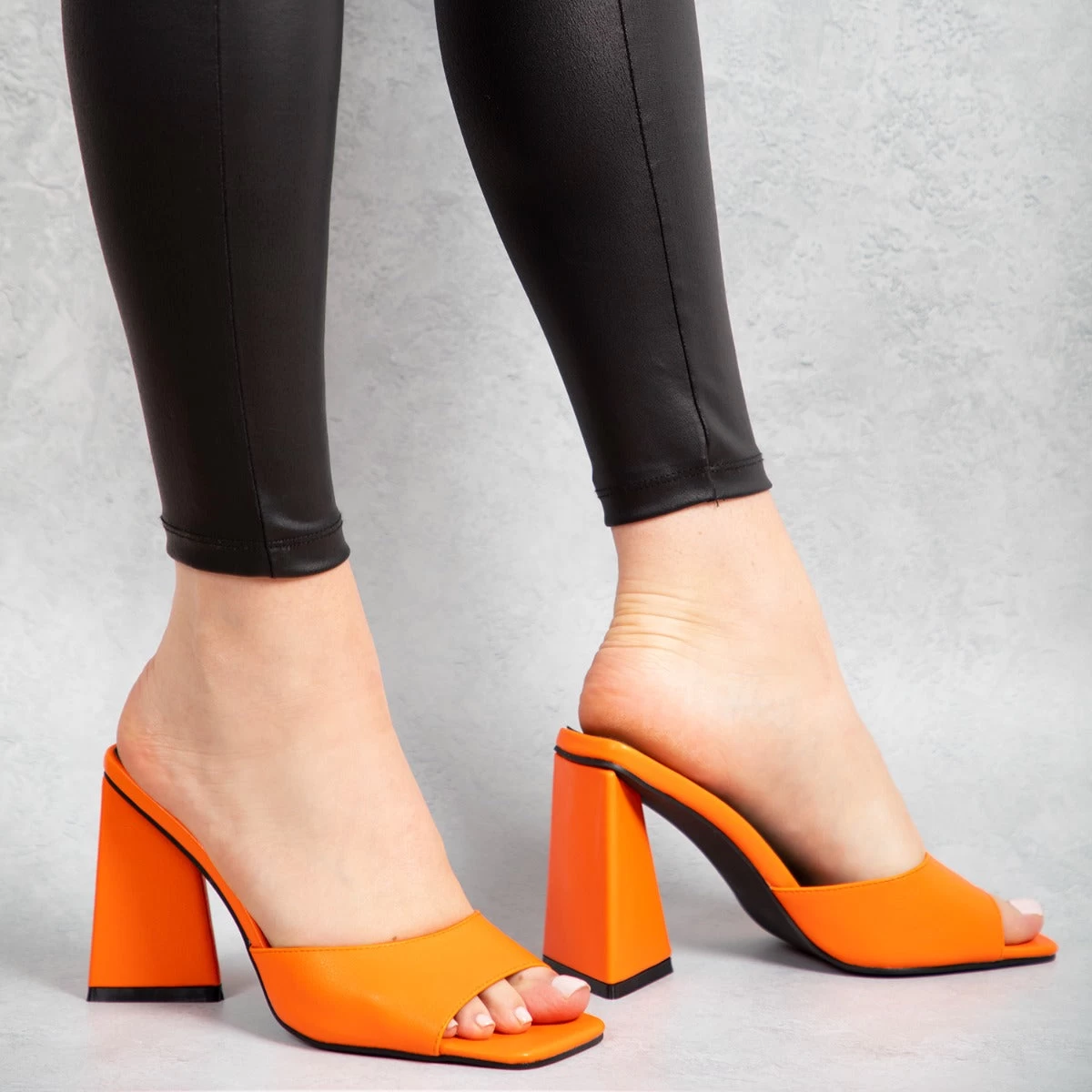 BEBO Kyrah Heeled Mule In Orange 8 BEBO Kyrah Heeled Mule In Orange - Image 6