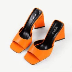 BEBO Kyrah Heeled Mule In Orange 17 BEBO Kyrah Heeled Mule In Orange -Chic Shoes Shop kyrah orange 4