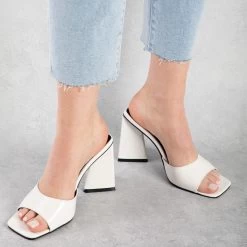 BEBO Kyrah Heeled Mule In White -Chic Shoes Shop kyrah white 5