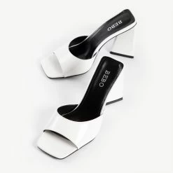 BEBO Kyrah Heeled Mule In White -Chic Shoes Shop kyrah white 6