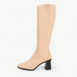 RAID Lennyo Block Heeled Boot In Nude -Chic Shoes Shop lennyo nude 1