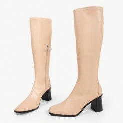 RAID Lennyo Block Heeled Boot In Nude -Chic Shoes Shop lennyo nude 3