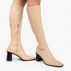 RAID Lennyo Block Heeled Boot In Nude