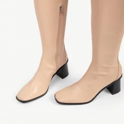 RAID Lennyo Block Heeled Boot In Nude -Chic Shoes Shop lennyo nude 6