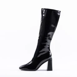 RAID Lenore Knee High Boot In Black Crinkle Patent 15 RAID Lenore Knee High Boot In Black Crinkle Patent -Chic Shoes Shop lenore black