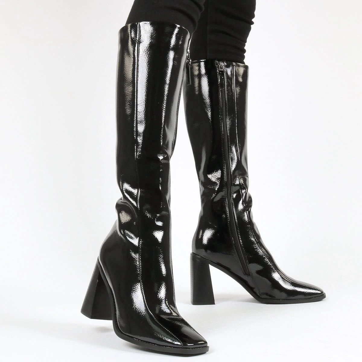 RAID Lenore Knee High Boot In Black Crinkle Patent 3 RAID Lenore Knee High Boot In Black Crinkle Patent