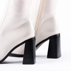 RAID Lenore Knee High Boot In Off White Crinkle Patent -Chic Shoes Shop lenore white 4