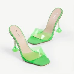 RAID Lily Heeled Mule In Green -Chic Shoes Shop lily green 5