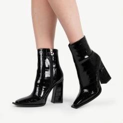 RAID Livvy Block Heeled Ankle Boot In Black Croc -Chic Shoes Shop livvy black croc 2