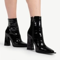 RAID Livvy Block Heeled Ankle Boot In Black Croc -Chic Shoes Shop livvy black croc 5