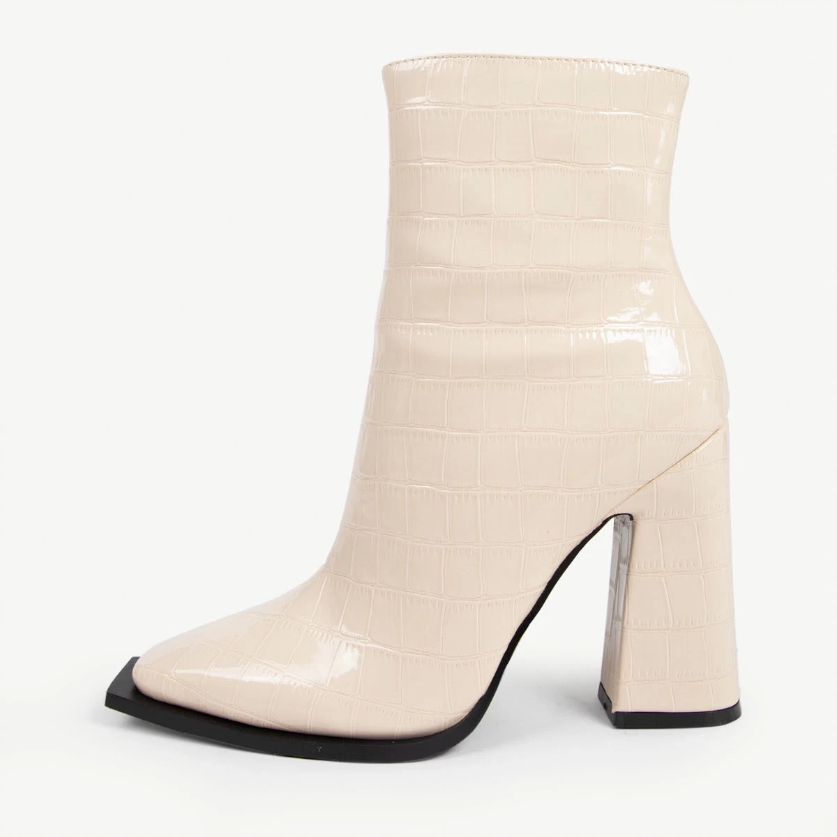 RAID Livvy Block Heeled Ankle Boot In White Croc 5 RAID Livvy Block Heeled Ankle Boot In White Croc - Image 3