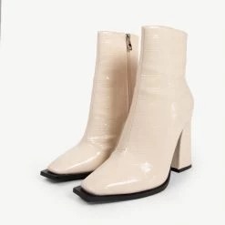 RAID Livvy Block Heeled Ankle Boot In White Croc 11 RAID Livvy Block Heeled Ankle Boot In White Croc -Chic Shoes Shop livvy off white 2