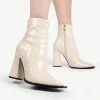 RAID Livvy Block Heeled Ankle Boot In White Croc -Chic Shoes Shop livvy off white 3