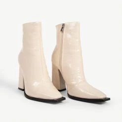 RAID Livvy Block Heeled Ankle Boot In White Croc 13 RAID Livvy Block Heeled Ankle Boot In White Croc -Chic Shoes Shop livvy off white 4