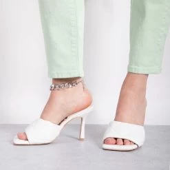RAID Magick Heeled Mule In White -Chic Shoes Shop magic white 4