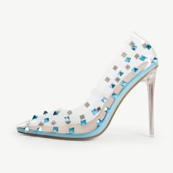 BEBO Mayra Perspex Court Shoe In Blue -Chic Shoes Shop mayra blue 1