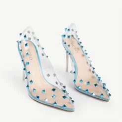 BEBO Mayra Perspex Court Shoe In Blue -Chic Shoes Shop mayra blue 2