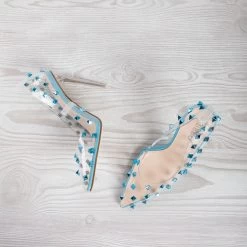 BEBO Mayra Perspex Court Shoe In Blue -Chic Shoes Shop mayra blue 4