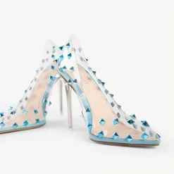 BEBO Mayra Perspex Court Shoe In Blue -Chic Shoes Shop mayra blue 5