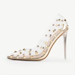 BEBO Mayra Perspex Court Shoe In Gold -Chic Shoes Shop mayra gold 1