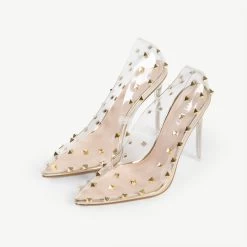 BEBO Mayra Perspex Court Shoe In Gold -Chic Shoes Shop mayra gold 2