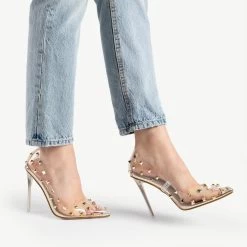 BEBO Mayra Perspex Court Shoe In Gold -Chic Shoes Shop mayra gold 3