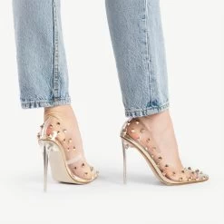 BEBO Mayra Perspex Court Shoe In Gold -Chic Shoes Shop mayra gold 4