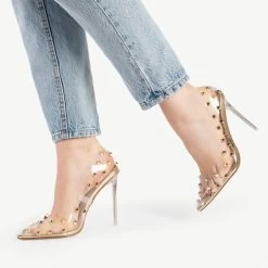 BEBO Mayra Perspex Court Shoe In Gold -Chic Shoes Shop mayra gold 5