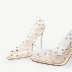 BEBO Mayra Perspex Court Shoe In Gold -Chic Shoes Shop mayra gold 6