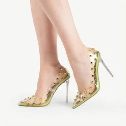 BEBO Mayra Perspex Court Shoe In Green -Chic Shoes Shop mayra green 2