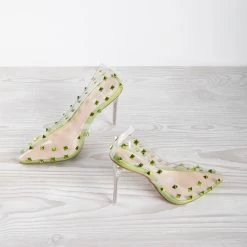 BEBO Mayra Perspex Court Shoe In Green -Chic Shoes Shop mayra green 4
