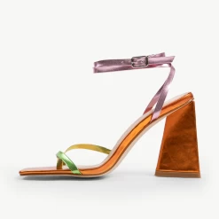 RAID Amora Lace Up Block Heel In Orange
